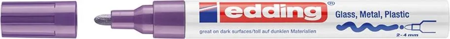 Marker permanent Edding 750, cu vopsea, corp metalic, varf rotund, 2-4 mm, violet