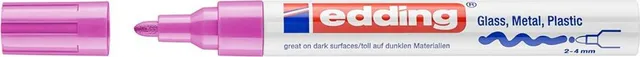 Marker Edding 750 cu vopsea, corp metalic, varf 2-4mm, roz