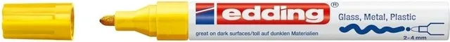 Marker permanent Edding 750, cu vopsea, corp metalic, alb, varf rotund, 2-2-4 mm, galben