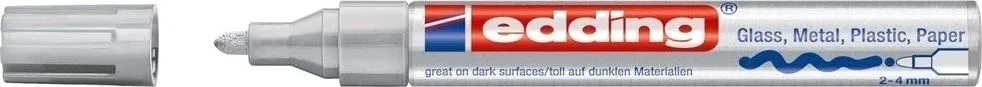 Marker permanent Edding 750, cu vopsea, corp metalic, varf rotund, 2-2-4 mm, argintiu