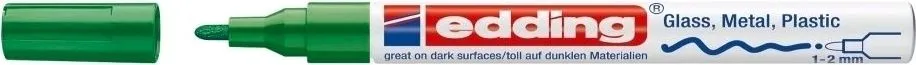 Marker permanent Edding 751 cu vopsea, corp metalic, varf rotund, 1-2 mm, verde