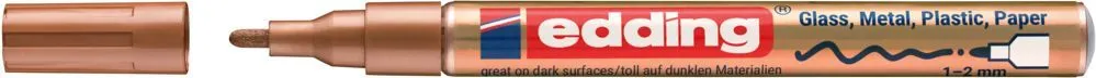 Marker cu vopsea Edding 751, varf rotund, 1-2 mm, cupru metalic, rezistent la apa