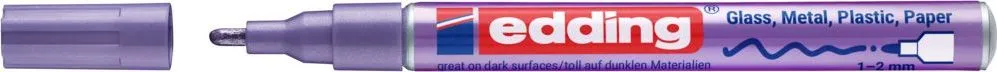 Marker cu vopsea Edding 751, corp aluminiu, varf rotund 1-2 mm, violet metalic