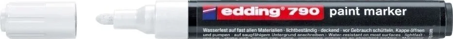 Marker permanent Edding 790, cu vopsea, corp plastic, varf rotund, 2-3 mm, alb
