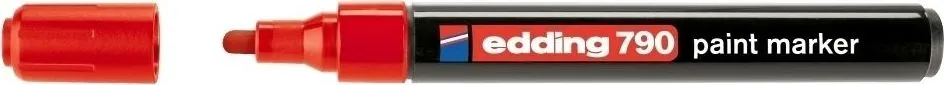 Marker permanent Edding 790, cu vopsea, corp plastic, varf rotund, 2-3 mm, rosu