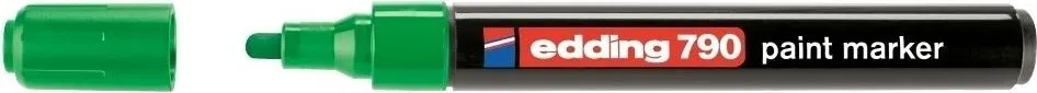 Marker permanent Edding 790, cu vopsea, corp plastic, varf rotund, 2-3 mm, verde