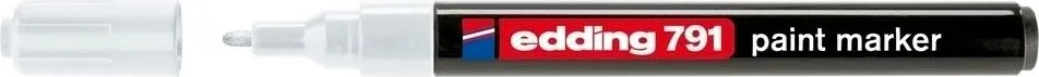 Marker permanent Edding 791, cu vopsea, corp plastic, varf rotund, 1-2 mm, alb
