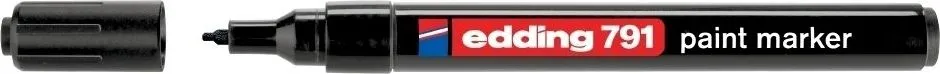 Marker permanent Edding 791, cu vopsea, corp plastic, varf rotund, 1-2 mm, negru