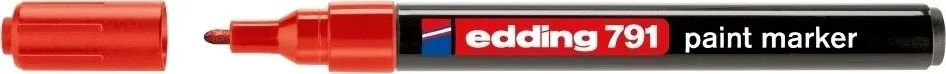 Marker permanent Edding 791, cu vopsea, corp plastic, varf rotund, 1-2 mm, rosu