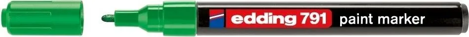 Marker permanent Edding 791, cu vopsea, corp plastic, varf rotund, 1-2 mm, verde