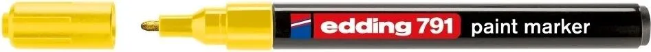 Marker permanent Edding 791, cu vopsea, corp plastic, varf rotund, 1-2 mm, galben