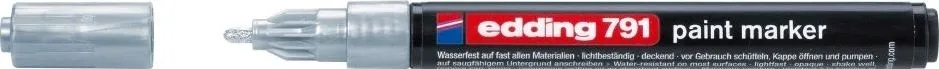 Marker permanent Edding 791, cu vopsea, corp plastic, varf rotund, 1-2 mm, argintiu
