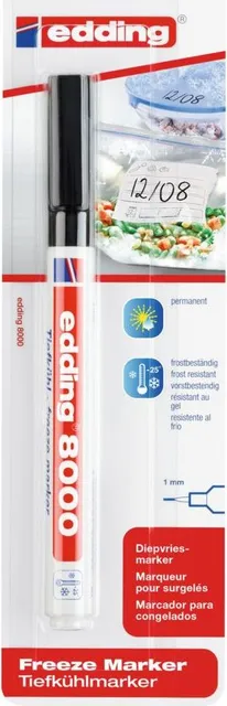 Marker rezistent la congelator edding 8000, corp plastic, varf rotund, 1 mm, negru