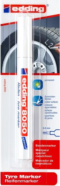 Marker Edding 8050, pentru anvelope, varf rotund 2- 4 mm, alb, blister
