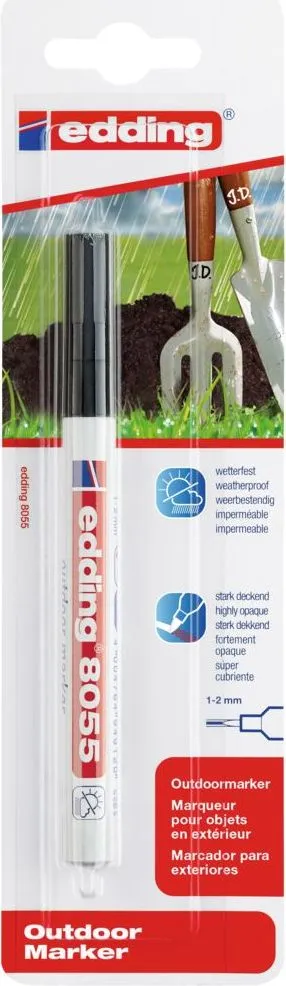 Marker outdoor Edding 8055, varf rotund, 1-2 mm, negru, rezistent la intemperii, cerneala opaca