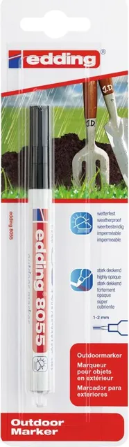 Marker outdoor Edding 8055, varf rotund, 1-2 mm, negru, rezistent la intemperii, cerneala opaca