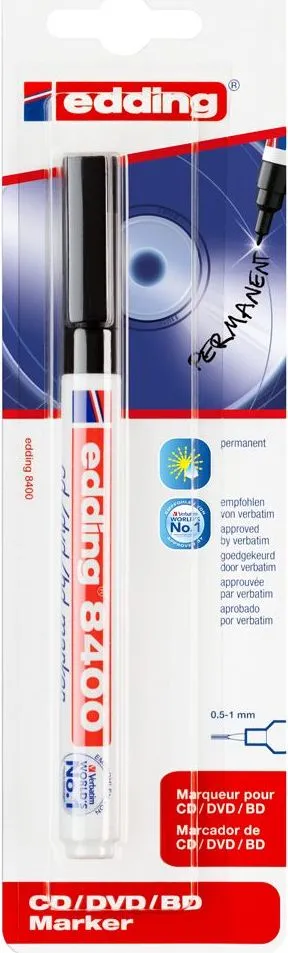 Marker Edding 8400 pentru CD DVD BD, permanent, negru, blister