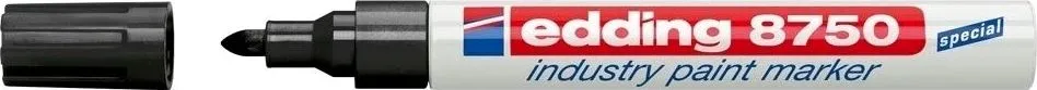 Marker permanent Edding 8750, cu vopsea, corp aluminiu, varf rotund, 2-4 mm, negru
