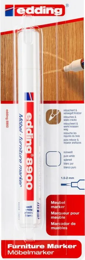 Marker Edding 8900 pentru retusuri mobilier lemn, alb