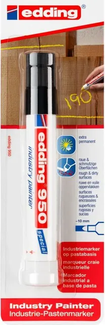 Marker Edding 950 cu pasta, varf de ceara, 10 mm, negru, 1 bucata/blister