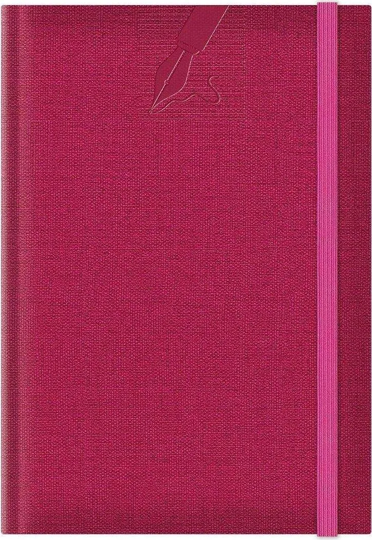 Agenda nedatata A5 Colere, elastic, hartie alba, coperta fucsia