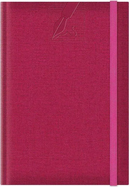 Agenda nedatata A5 Colere, elastic, hartie alba, coperta fucsia