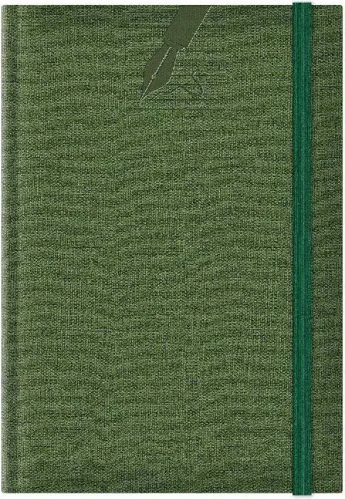 Agenda nedatata A5 Colere, elastic, hartie alba, coperta verde