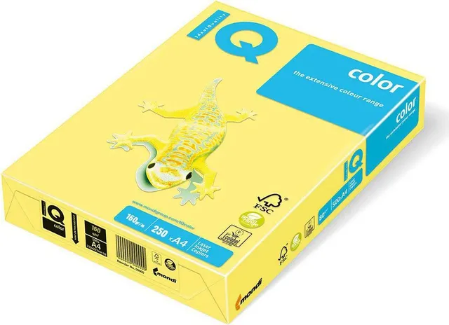 Carton color IQ Color, A4, 160 g/mp, 250 coli/top, galben pal YE23