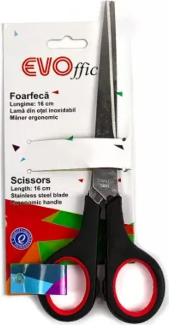 Foarfeca EVOffice, 16 cm, lama din otel, grip confortabil