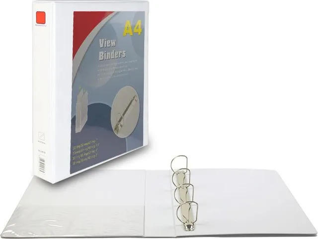 Caiet mecanic A4 alb, cu buzunar, 4 inele D 38 mm, cotor 55 mm