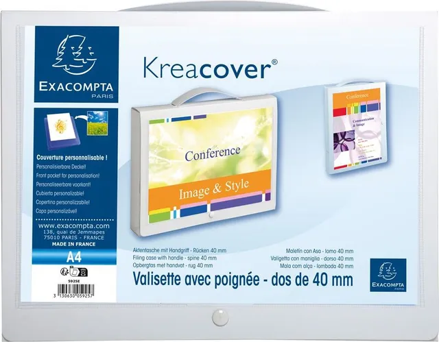 Mapa PP Exacompta Kreacover, A4, maner inchidere cu buton, alb