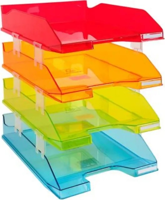 Set 4 tavite Exacompta Harlequin, plastic transparent, culori asortate