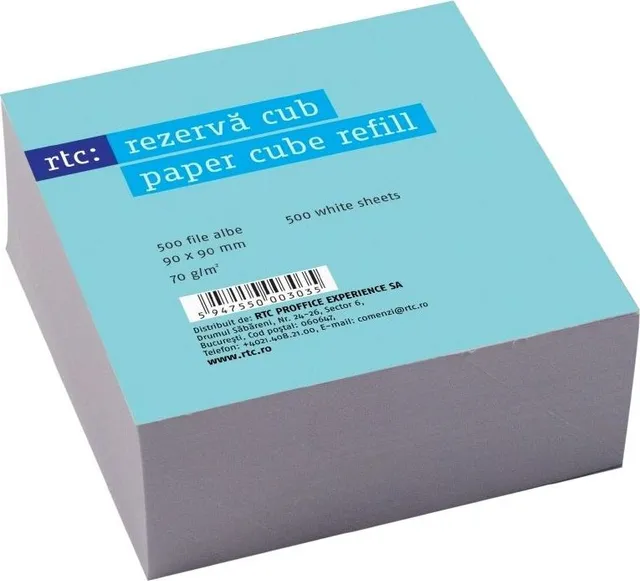 Rezerva cub hartie RTC, 500 file, 90 x 90 mm, 70 g/mp, alb
