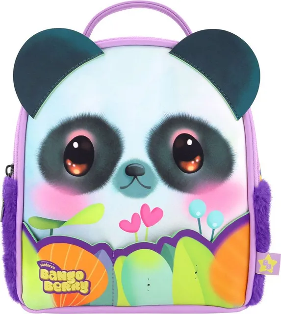 Ghiozdan Gorjuss Bangoberry 21x23x9 cm, cu set pinuri Pally Panda