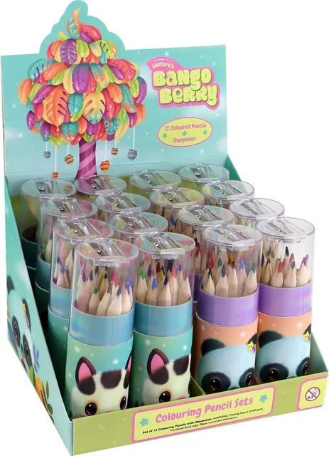 Display 16 seturi a 12 culori capac cu ascutitoare Bangoberry