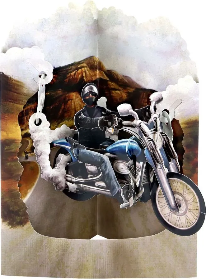 Felicitare 3D, Santoro, Design motocicleta, Pop-up, Sculptura din hartie