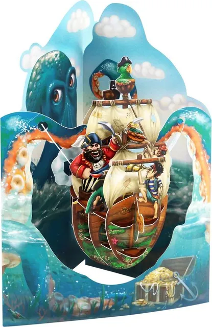 Felicitare 3D, Santoro, Corabia Piratilor, Pop-up, Mesaj Personalizat