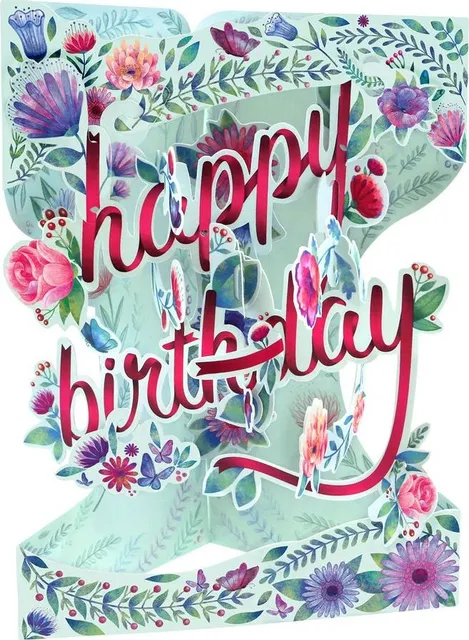 Felicitare 3D, Santoro, Swing Cards, Design Floral, Elemente in miscare