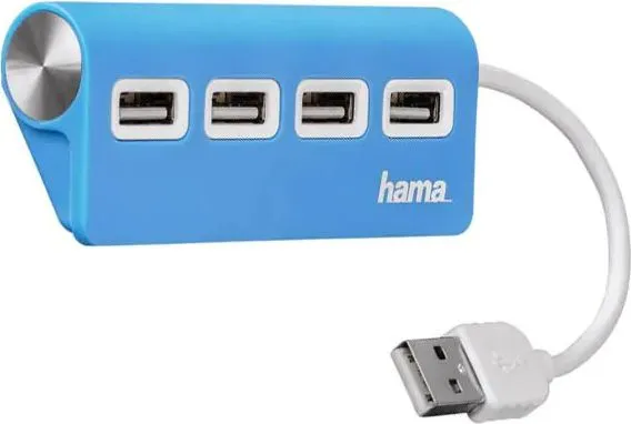 Hub USB HAMA 12179, USB 2.0, albastru