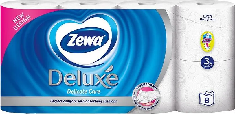 Hartie igienica Zewa Deluxe, 3 straturi, 8 role/set
