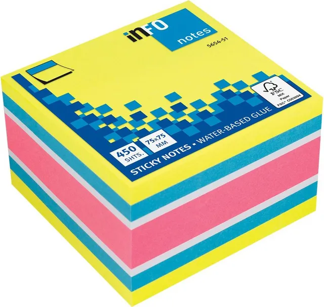 Notite adezive InFO, 75x75 mm
