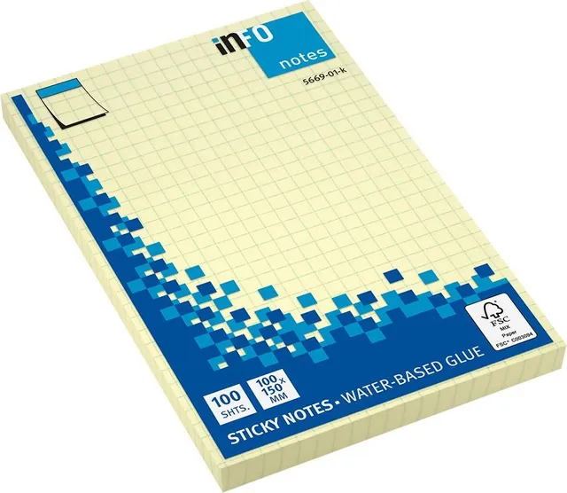 Notite adezive InFO, matematica, 100x150 mm, 100 file