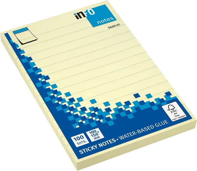 Notite adezive InFO, dictando, 100x150 mm, 100 file