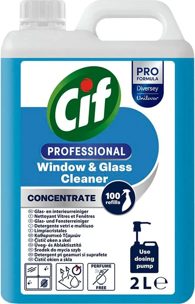 Detergent profesional concentrat Cif ProFormula, pentru geamuri, 2L