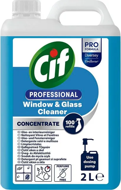 Detergent profesional concentrat Cif ProFormula, pentru geamuri, 2L