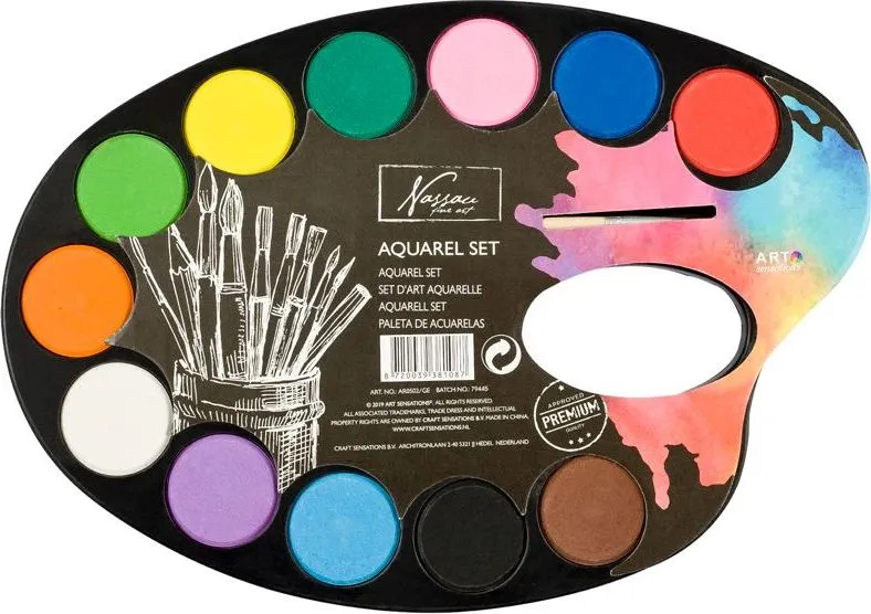 Paleta pictura cu acuarele Creative Craft, 12 culori si pensula