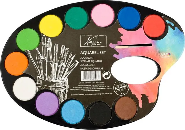Paleta pictura cu acuarele Creative Craft, 12 culori si pensula