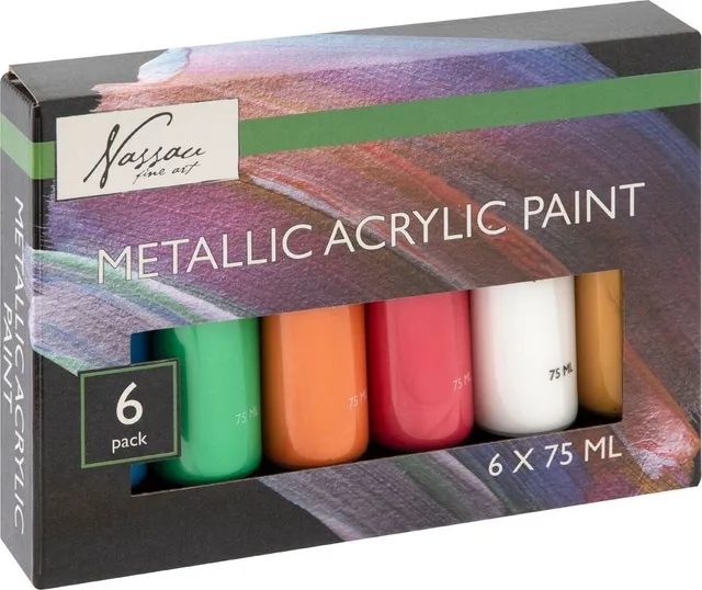 Set culori metalice acrilice Creative Craft, 6 culori, 75 ml