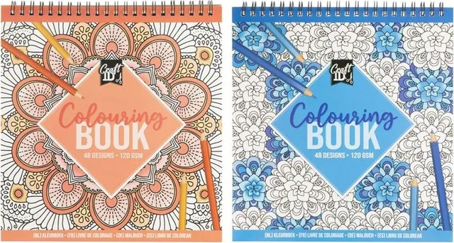 Carte de colorat mandala Creative Craft, 21x20 cm, 24 file, albastra, cu spirala, hartie 120 g/mp