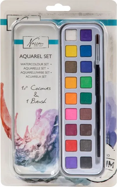 Set de culori acuarele Creative Craft, 18 culori si pensula